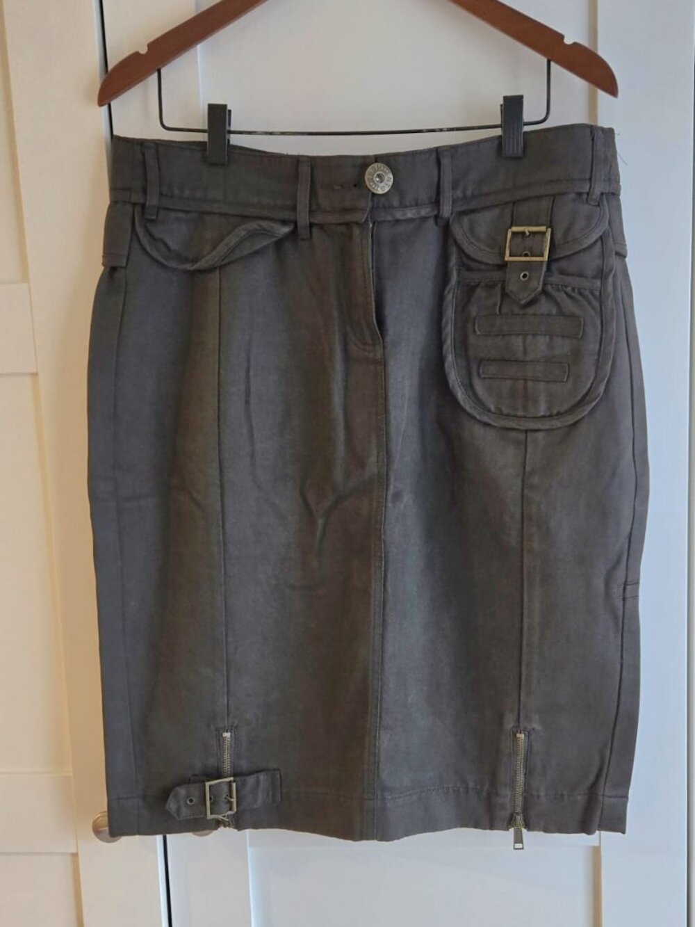 Not the Same Waxed Cotton Utility Skirt Brown EU 46 - Picture 4 of 11